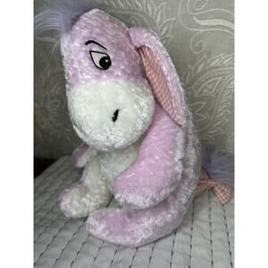 Disney Store Pink Eeyore Plush Stuffed Animal Pink Purple Pastel 15”